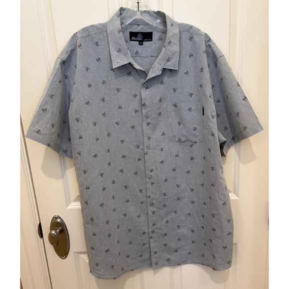 Molokai Surf Co. Button Down Short Sleeve Skull Logos Shirt Men XXL Gray - Picture 1 of 5
